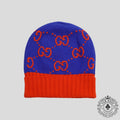 Gucci GG Knit Wool Beanie in Blue/Orange