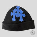 Chrome Hearts Leather Cross Patch Cashmere Beanie in Black / Blue