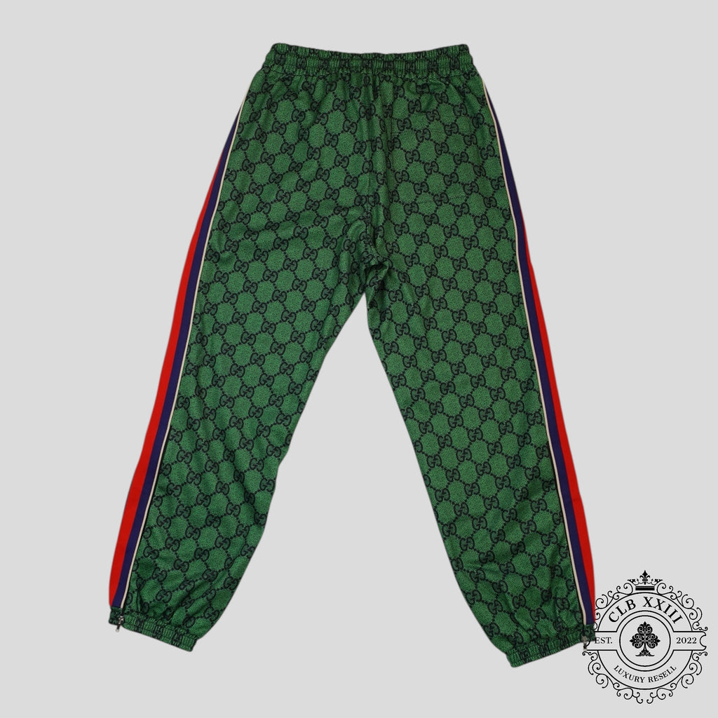 Gucci GG Jacquard Track Pants in Green/Navy Blue