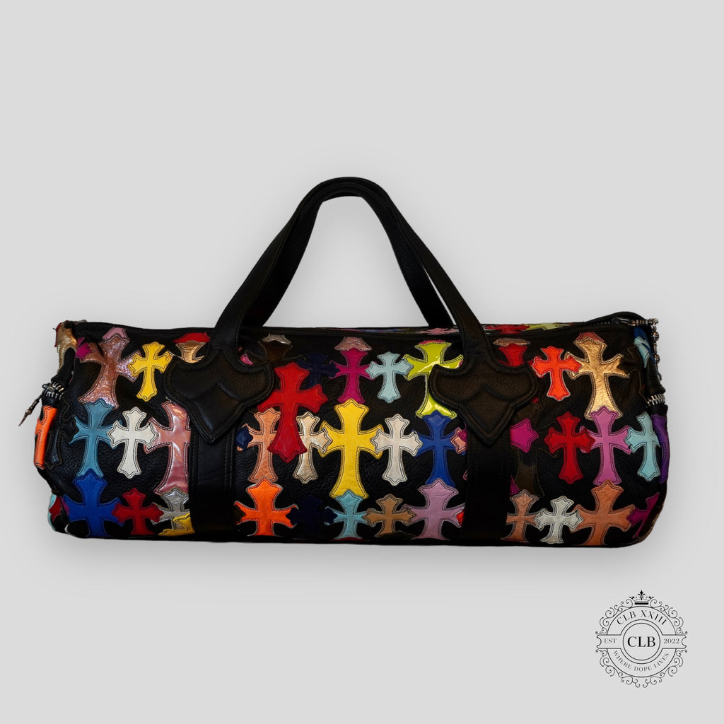 CHROME HEARTS MULTICOLOR CROSS PATCH DUFFLE BAG