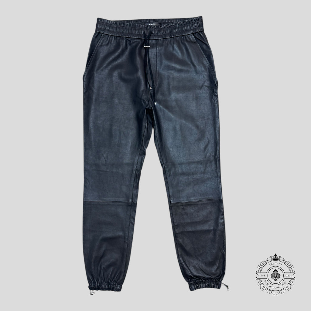 Amiri Leather Drawstring Pants in Black