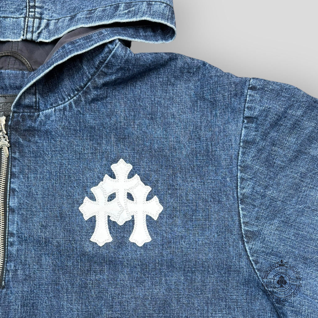 Chrome Hearts Denim Triple Cross Quarter Zip Hoodie
