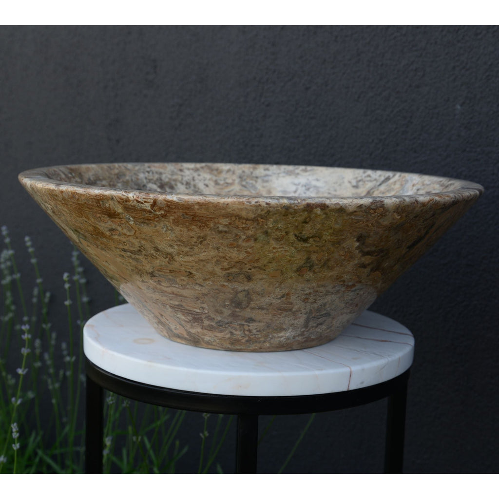 Handmade Valencia Travertine Conical Sink