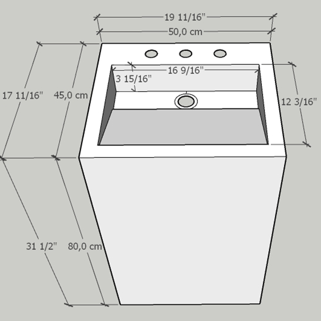 Custom Handcrafted Pedestal Porcelain Sink, Freestanding Blue Porcelain Integrated Sink, Bathroom Sink, Powder Room Sink, Marble Look Sink (ES-170)