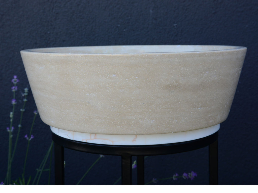HANDCRAFTED LIGHT TRAVERTINE SINK