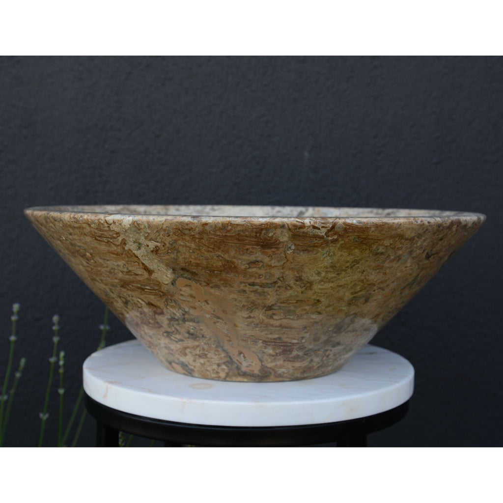 Handmade Valencia Travertine Conical Sink