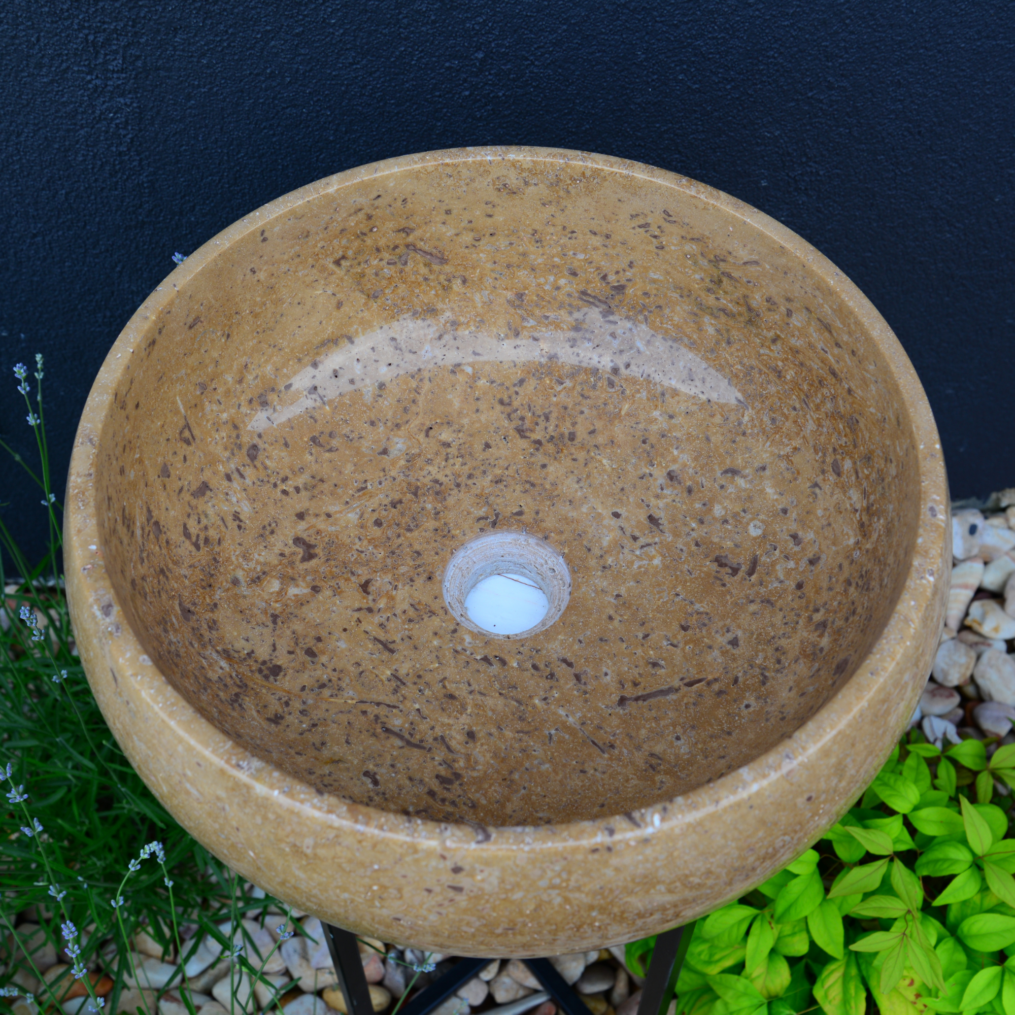 HANDCRAFTED NOCE BROWN TRAVERTINE SINK