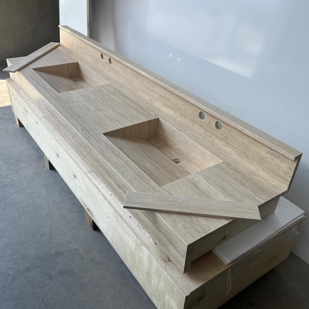 Marble Sink, Custom Travertine Sink, Handmade Beige Travertine Sink, Vein Cut Marble Vanity Top Sink, Marble Bathroom Sink, Vessel Sink (TR-140)