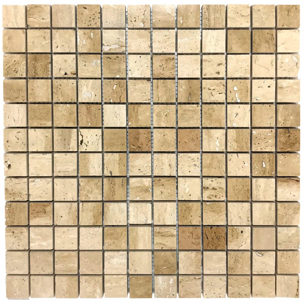 Patara 12" x 12" Polished Travertine Mesh-Mounted Mosaic Tile