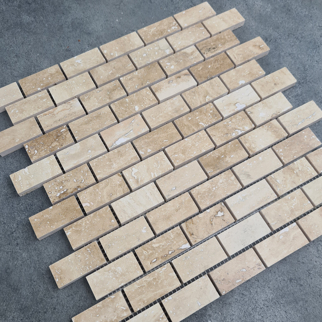 Patara 12" x 12" Polished Travertine Mesh-Mounted Mosaic Tile