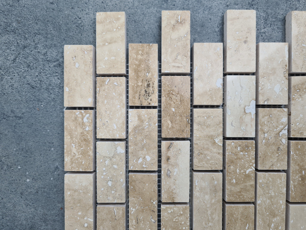 Patara 12" x 12" Polished Travertine Mesh-Mounted Mosaic Tile
