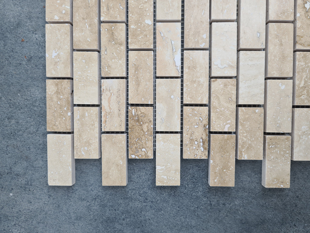 Patara 12" x 12" Polished Travertine Mesh-Mounted Mosaic Tile