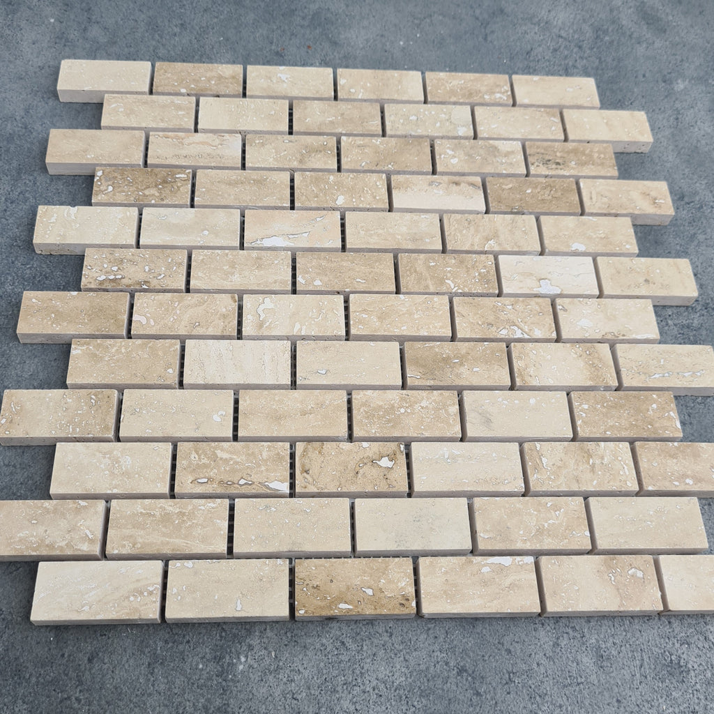 Patara 12" x 12" Polished Travertine Mesh-Mounted Mosaic Tile