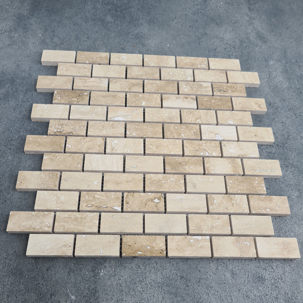 Patara 12" x 12" Polished Travertine Mesh-Mounted Mosaic Tile