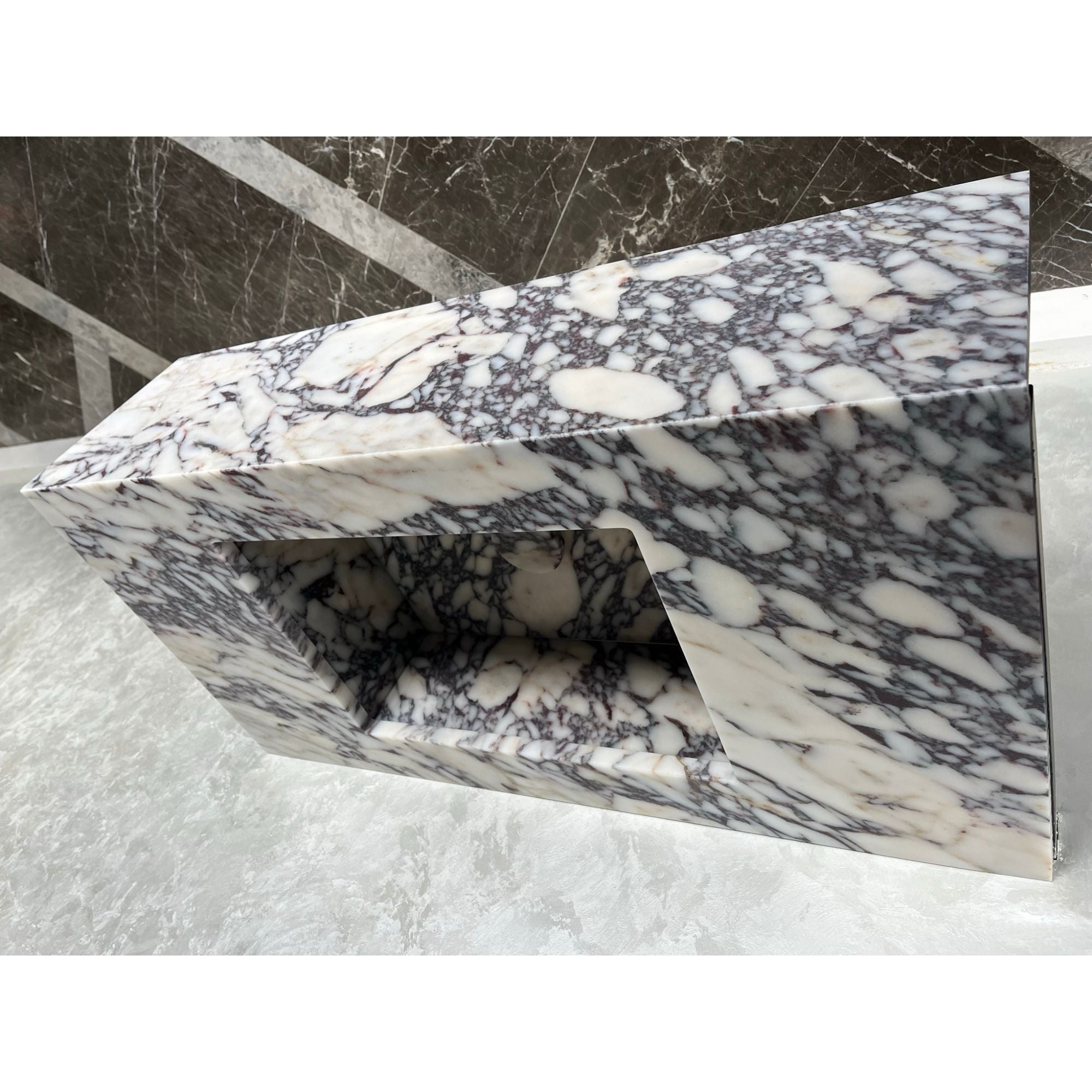 HANDCRAFTED CUSTOM CALACATTA VIOLA MARBLE SINK (NS-082)