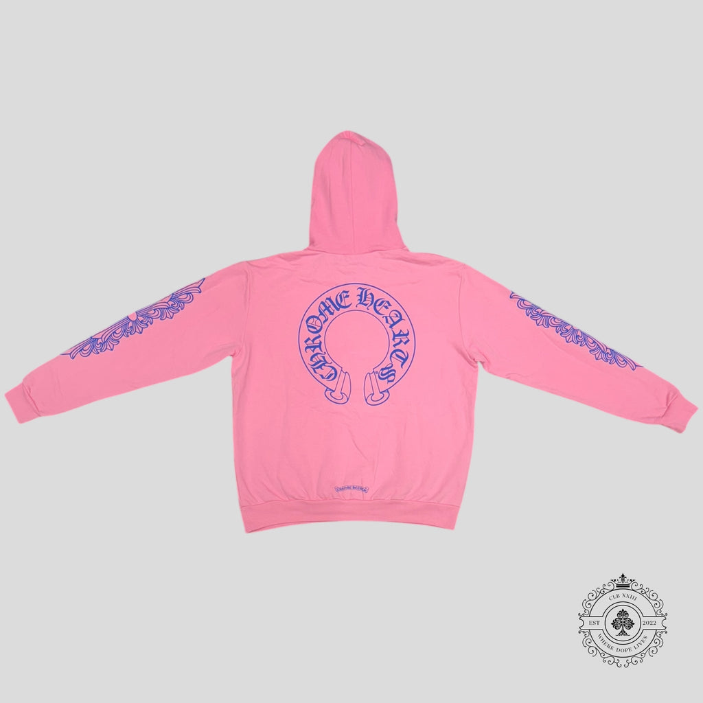 Chrome Hearts Horseshoe Logo Hoodie in Pink / Blue