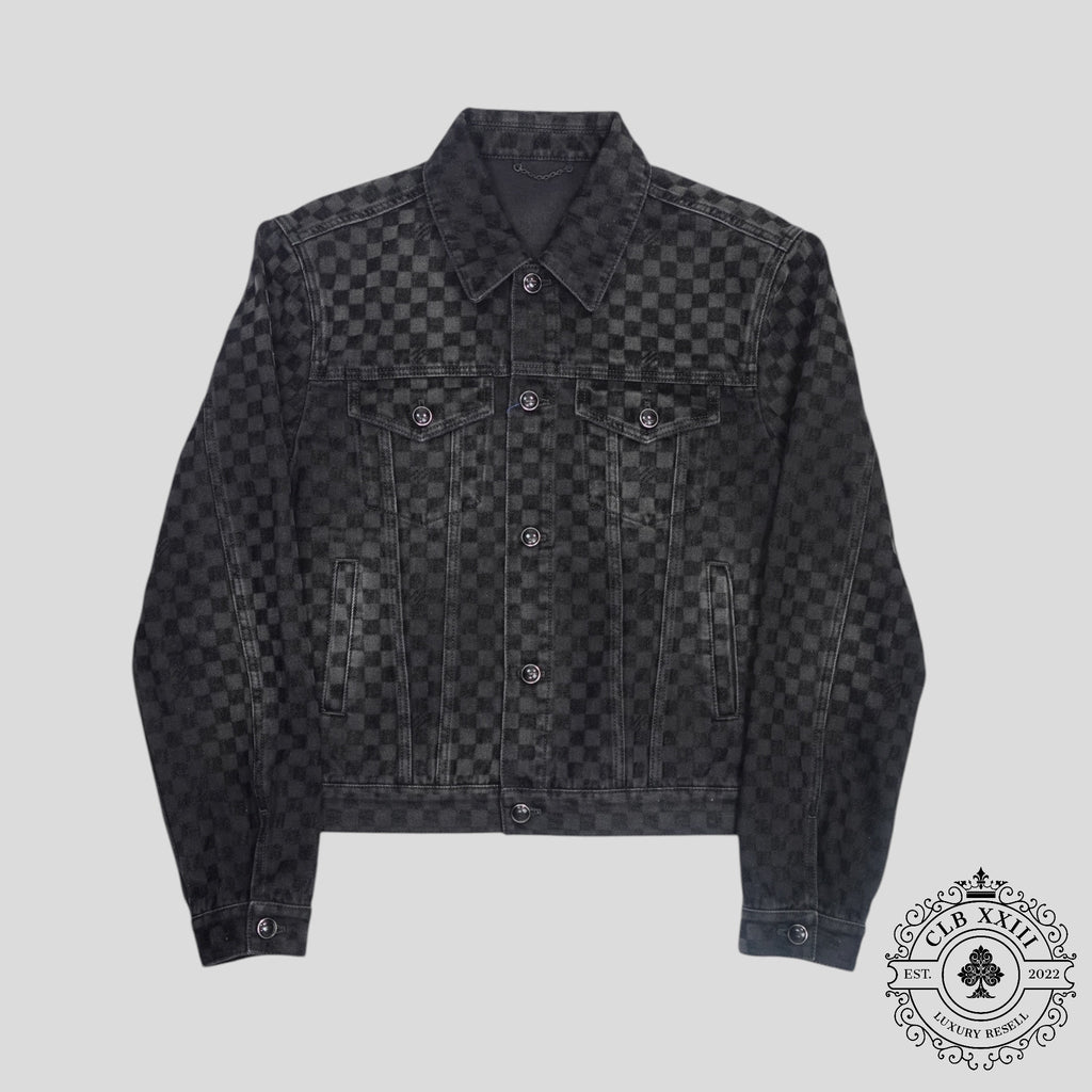 Louis Vuitton Damier Ultrablack Flocked Denim Trucker Jacket in Black