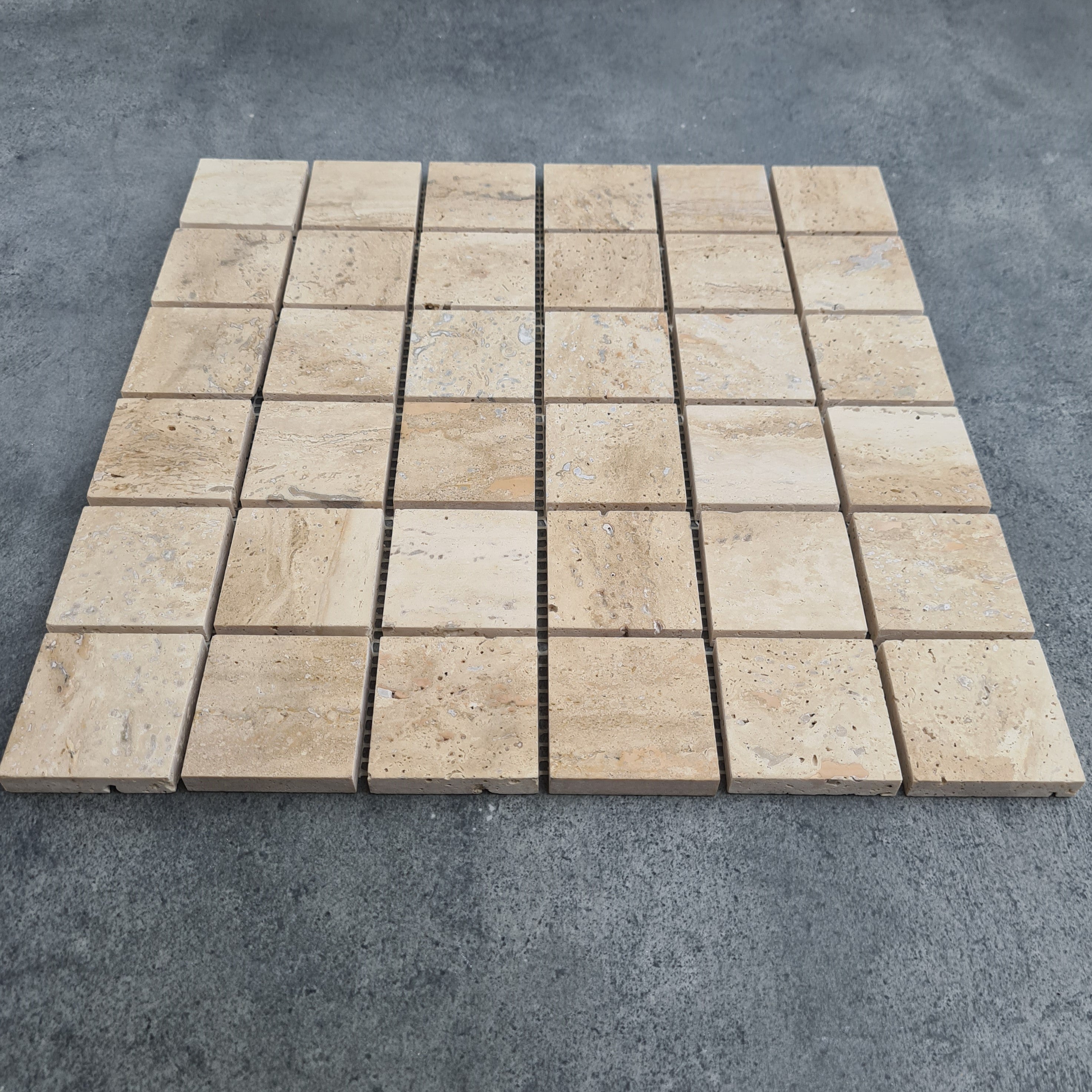 Patara 12" x 12" Polished Travertine Mesh-Mounted Mosaic Tile
