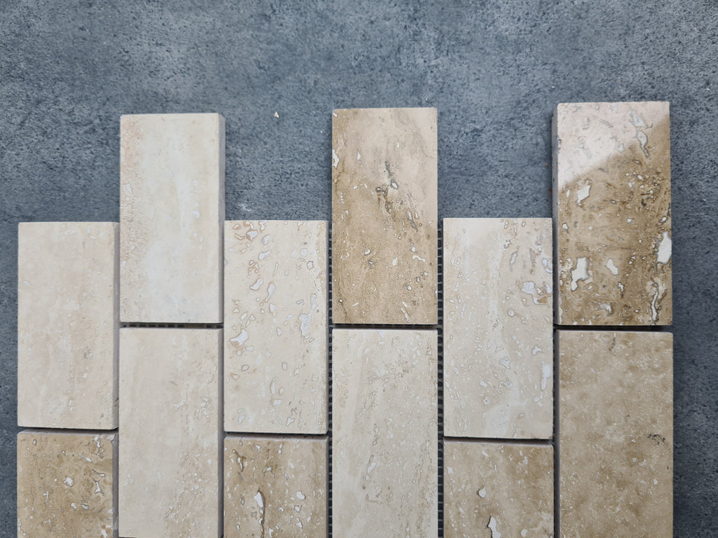 Patara 12" x 12" Polished Travertine Mesh-Mounted Mosaic Tile