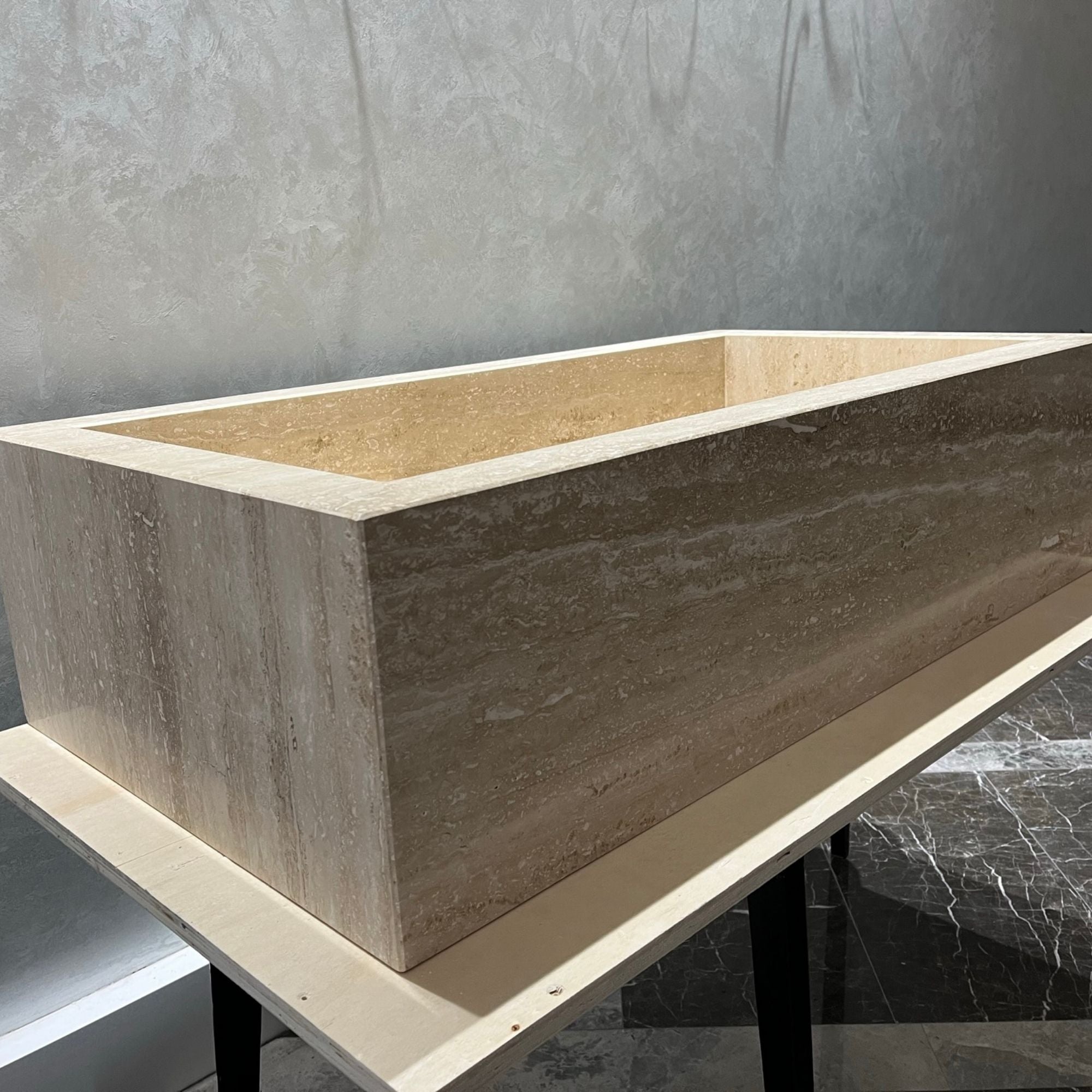HANDCRAFTED CUSTOM TRAVERTINE SINK (TR-107)