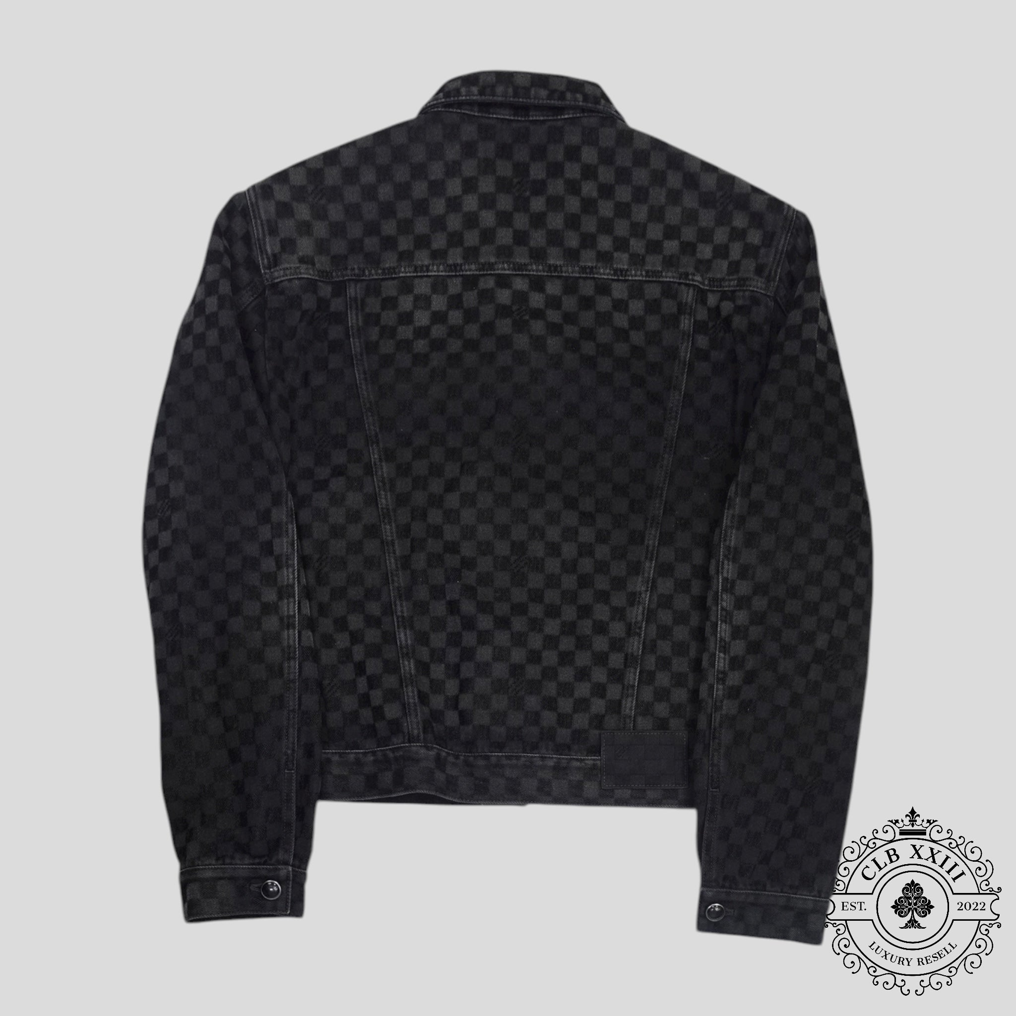 Louis Vuitton Damier Ultrablack Flocked Denim Trucker Jacket in Black