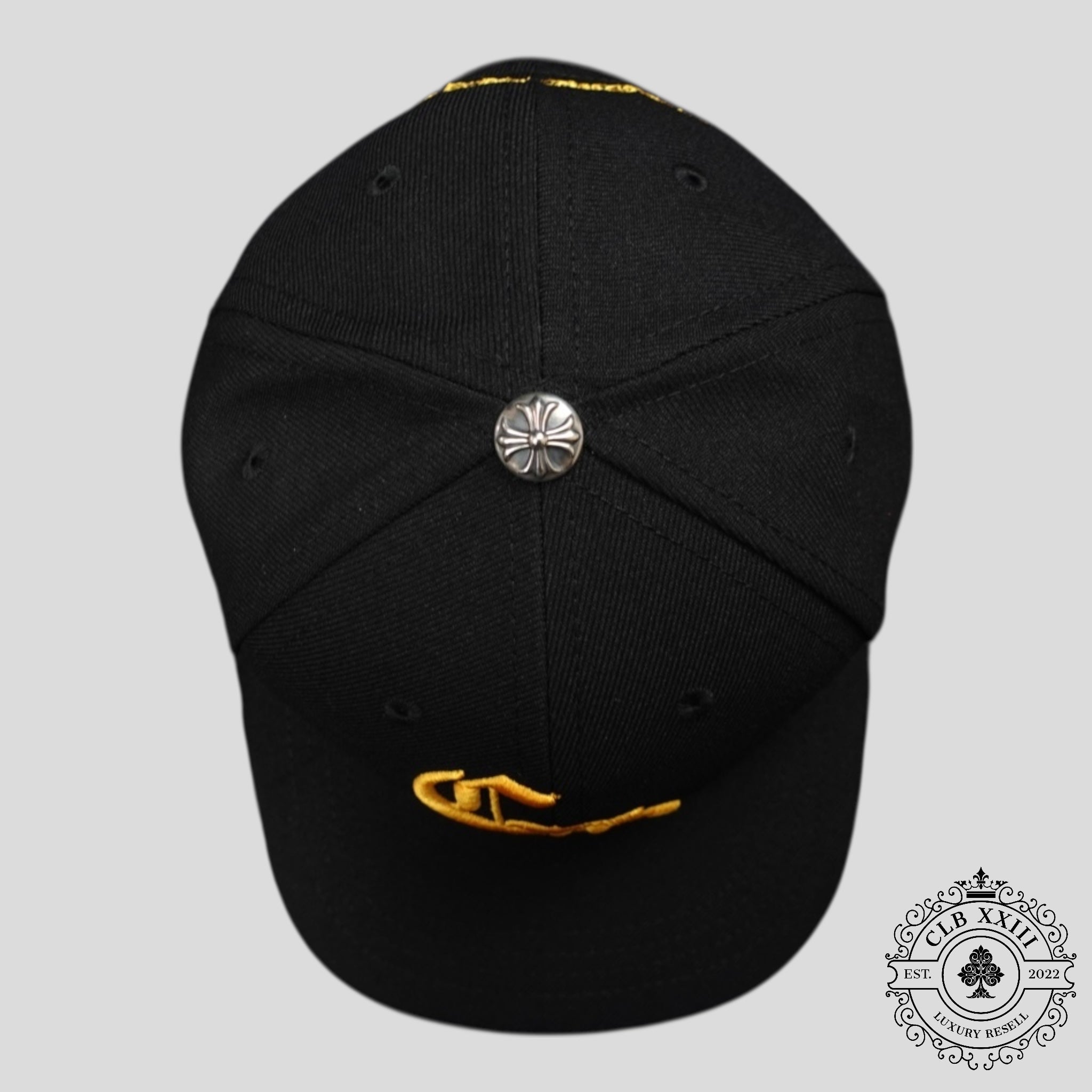 Chrome Hearts CH Embroidered Hat in Black / Gold