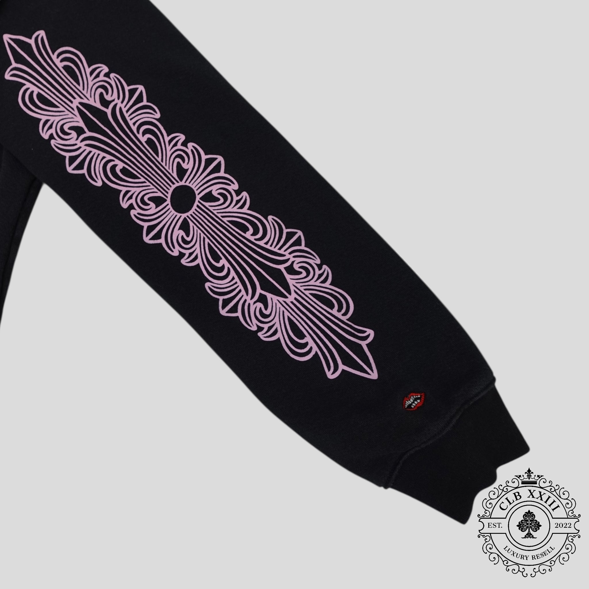 Chrome Hearts Floral Sleeve Crewneck in Black / Pink