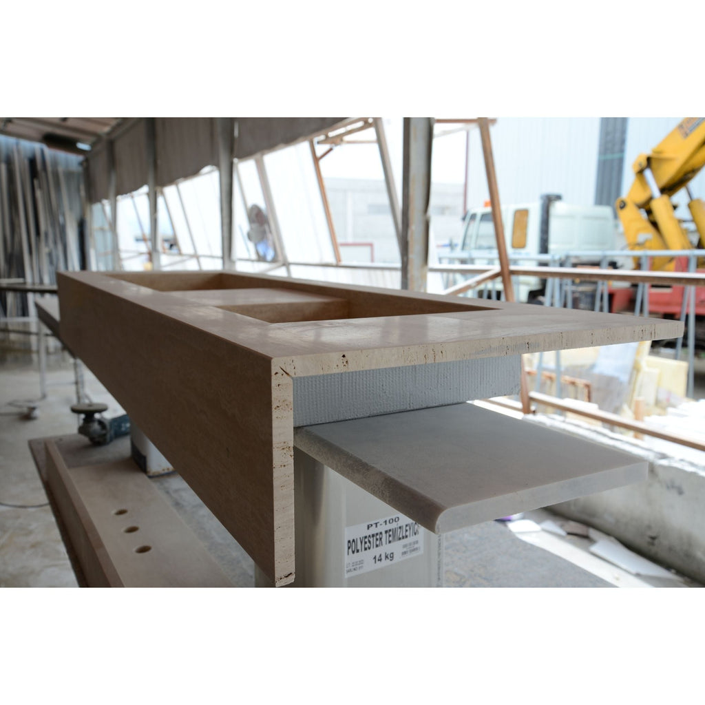 HANDCRAFTED CUSTOM TRAVERTINE DOUBLE SINK (TR-133)