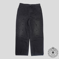 Louis Vuitton Damier Ultrablack Flocked Wide Leg Denim Pants in Black