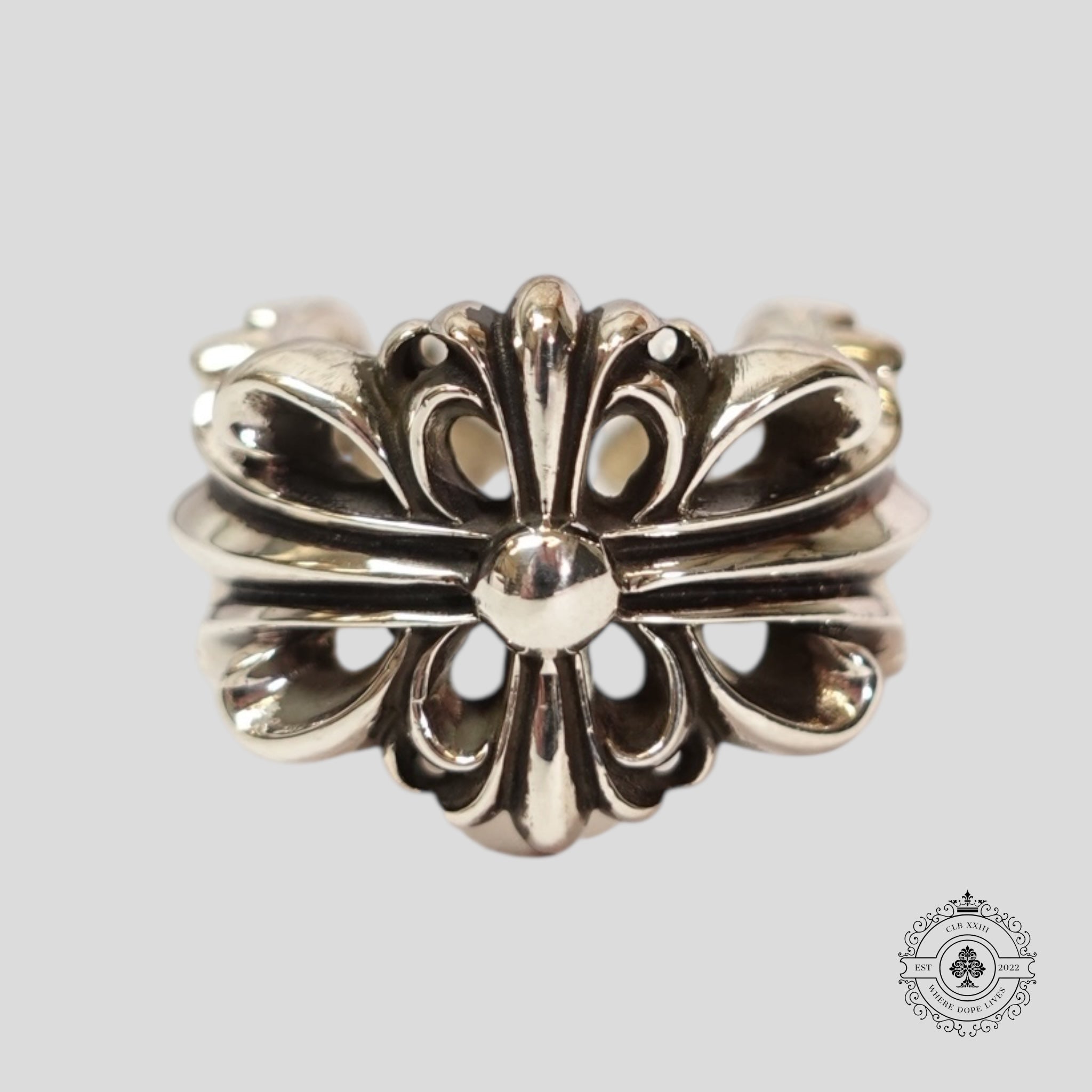 Chrome Hearts Double Floral Ring in Silver