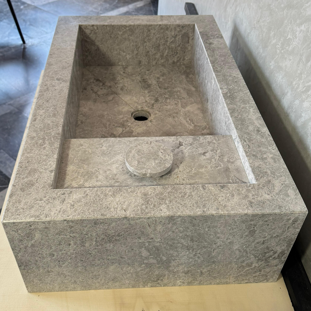 Custom Marble Sink, Handmade Custom Tundra Grey Marble Sink, Marble Vanity Top Sink, Sink For Bathroom, Marble Vessel Sink,Marble Countertop (NS-066)