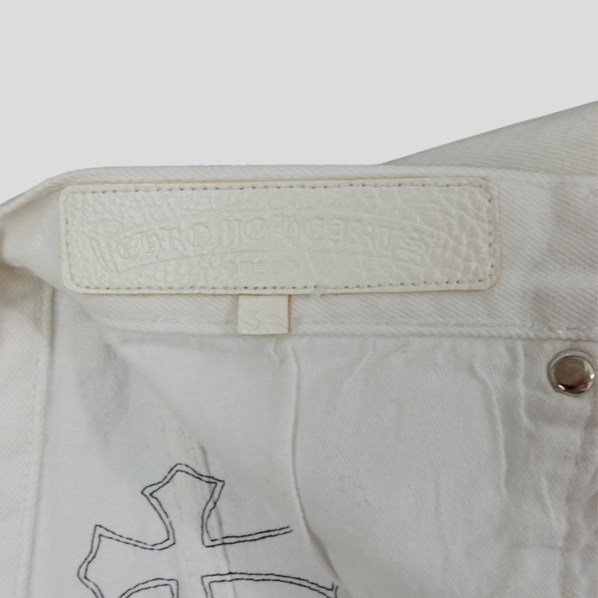 Chrome Hearts Levis Cross Patch Jeans in White / Leopard