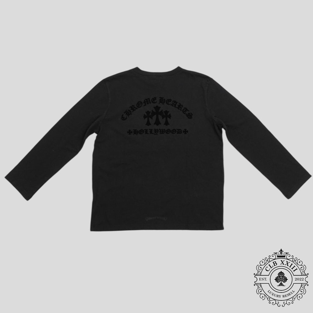 Chrome Hearts Women's Triple Cross Flocked Long Sleeve in Black