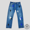 Chrome Hearts Levi Patch Jeans in Black/Blue/White