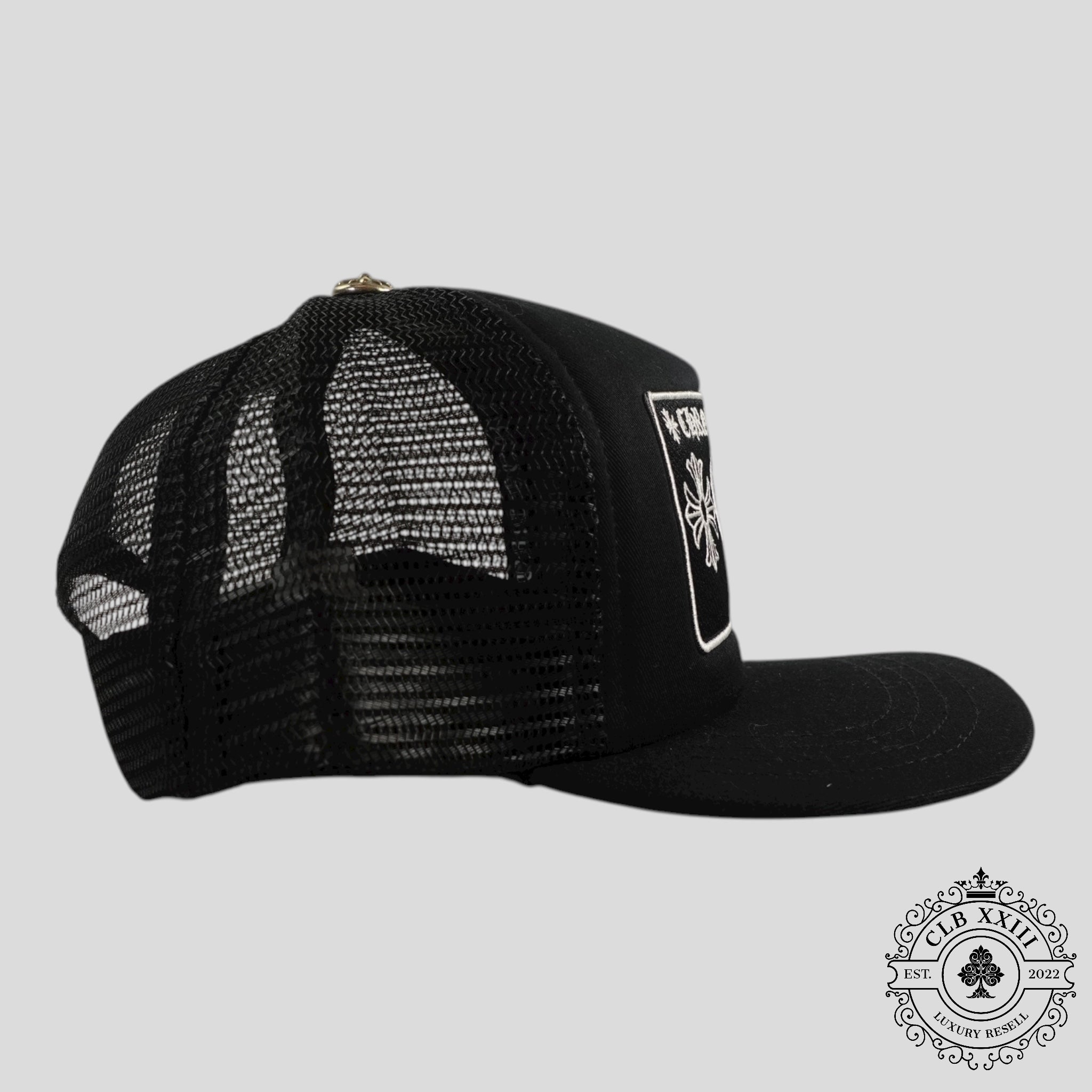 Chrome Hearts Miami Exclusive CH Patch Trucker Hat in Black