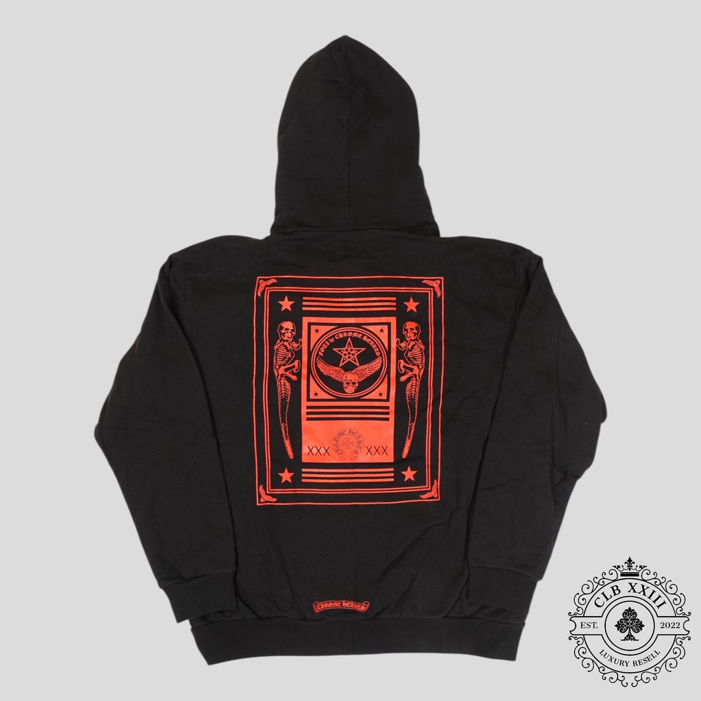 Chrome Hearts Foti Zip Up Hoodie in Black/Red