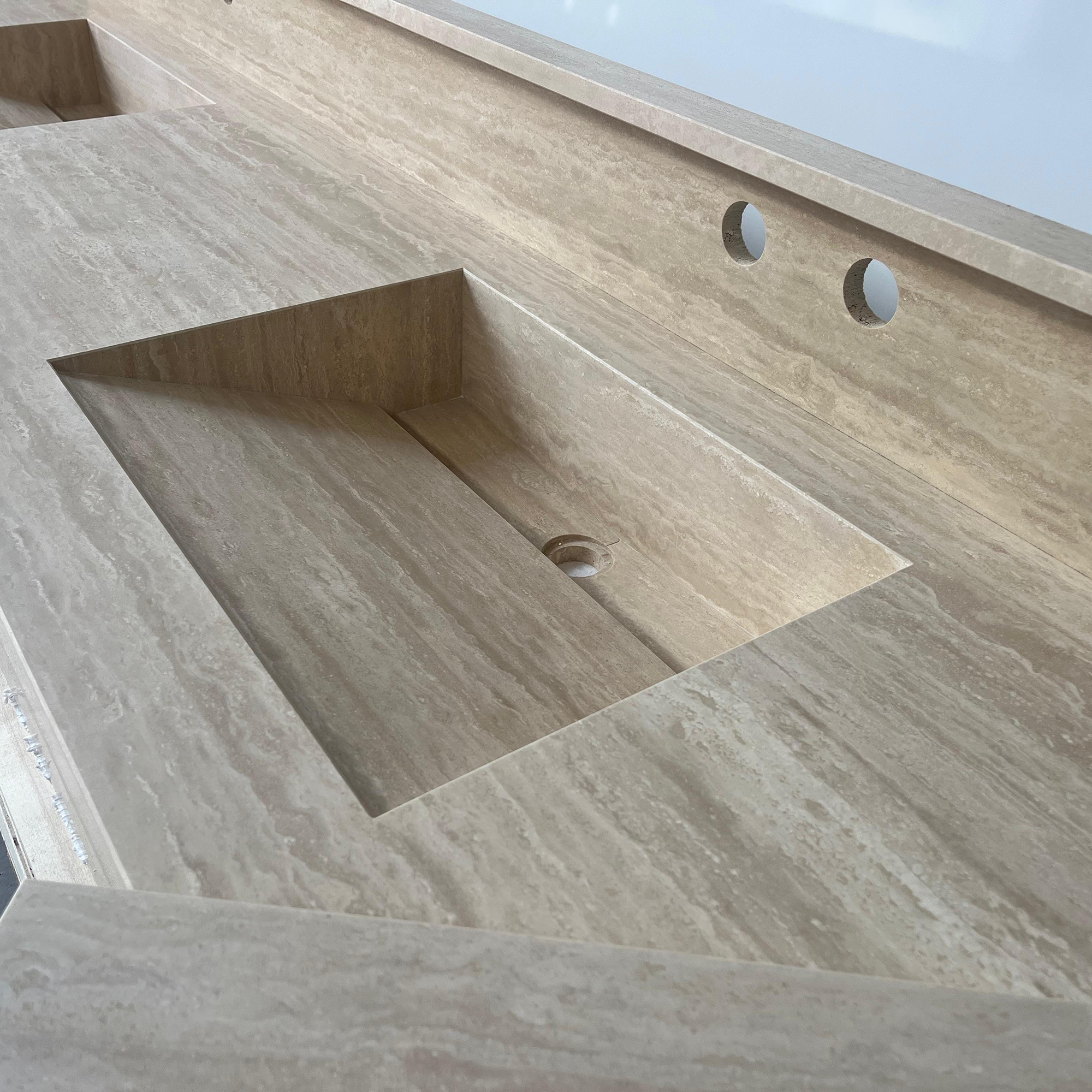 Marble Sink, Custom Travertine Sink, Handmade Beige Travertine Sink, Vein Cut Marble Vanity Top Sink, Marble Bathroom Sink, Vessel Sink (TR-140)
