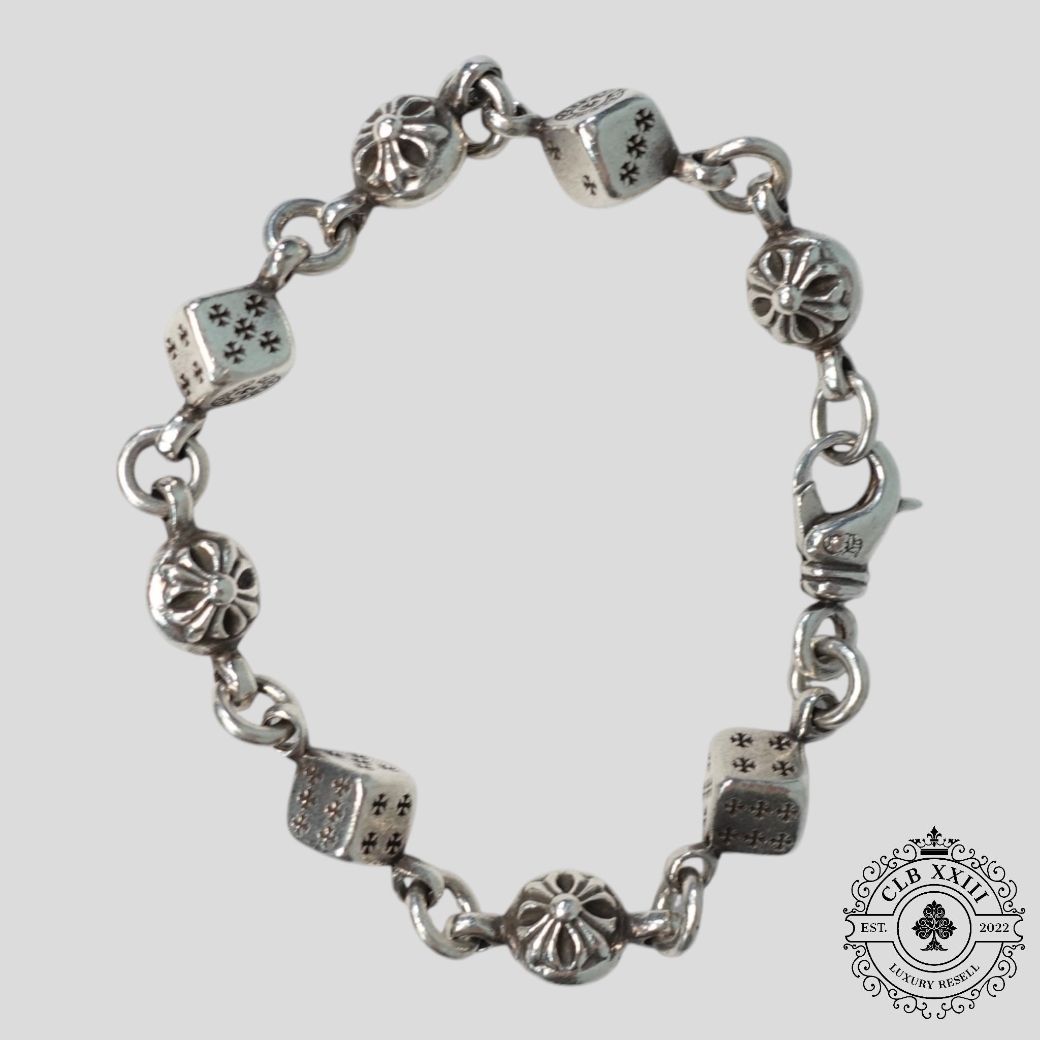 Chrome Hearts Dice and Crossball Bracelet in Silver