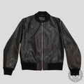 Gucci GG Leather Bomber Jacket in Black