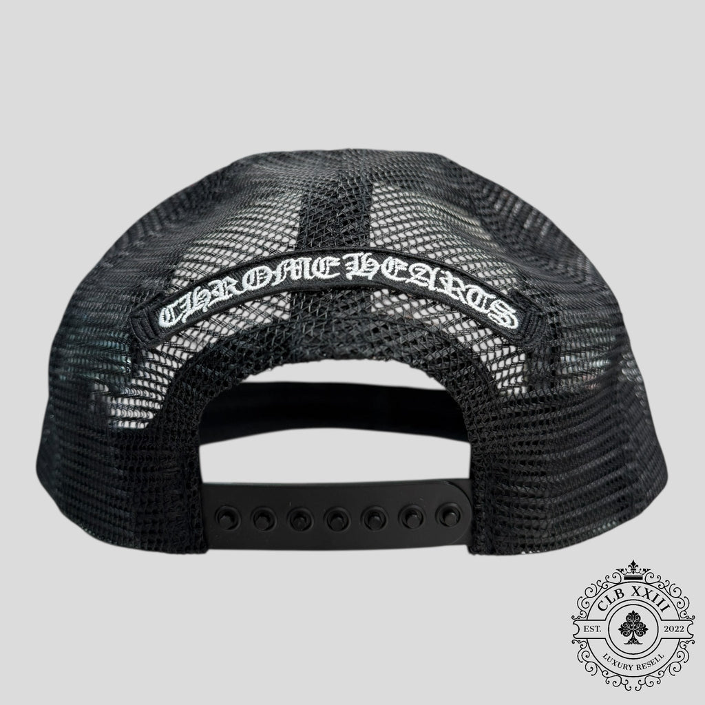 Chrome Hearts Triple Cross Trucker Hat in White/Red/Blue