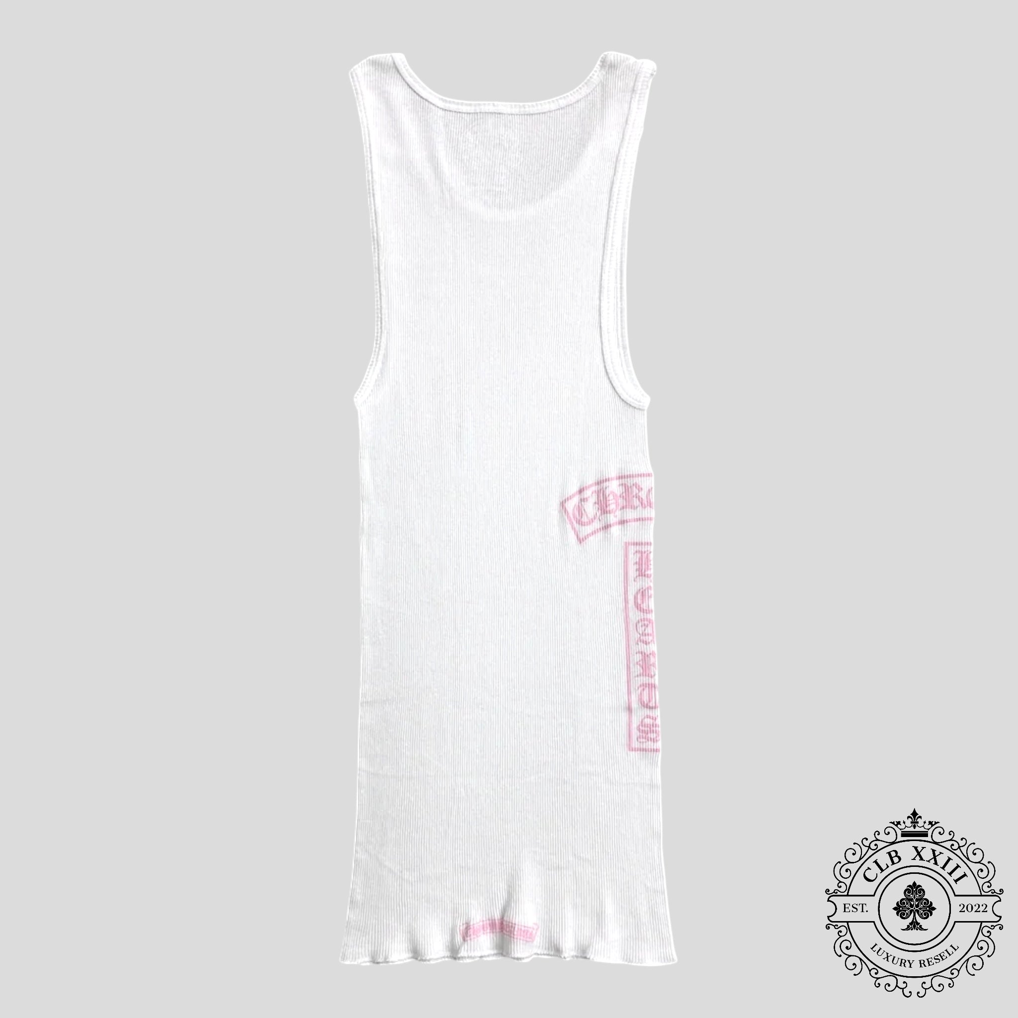 Chrome Hearts T Bar Rib Tank Top in White / Pink