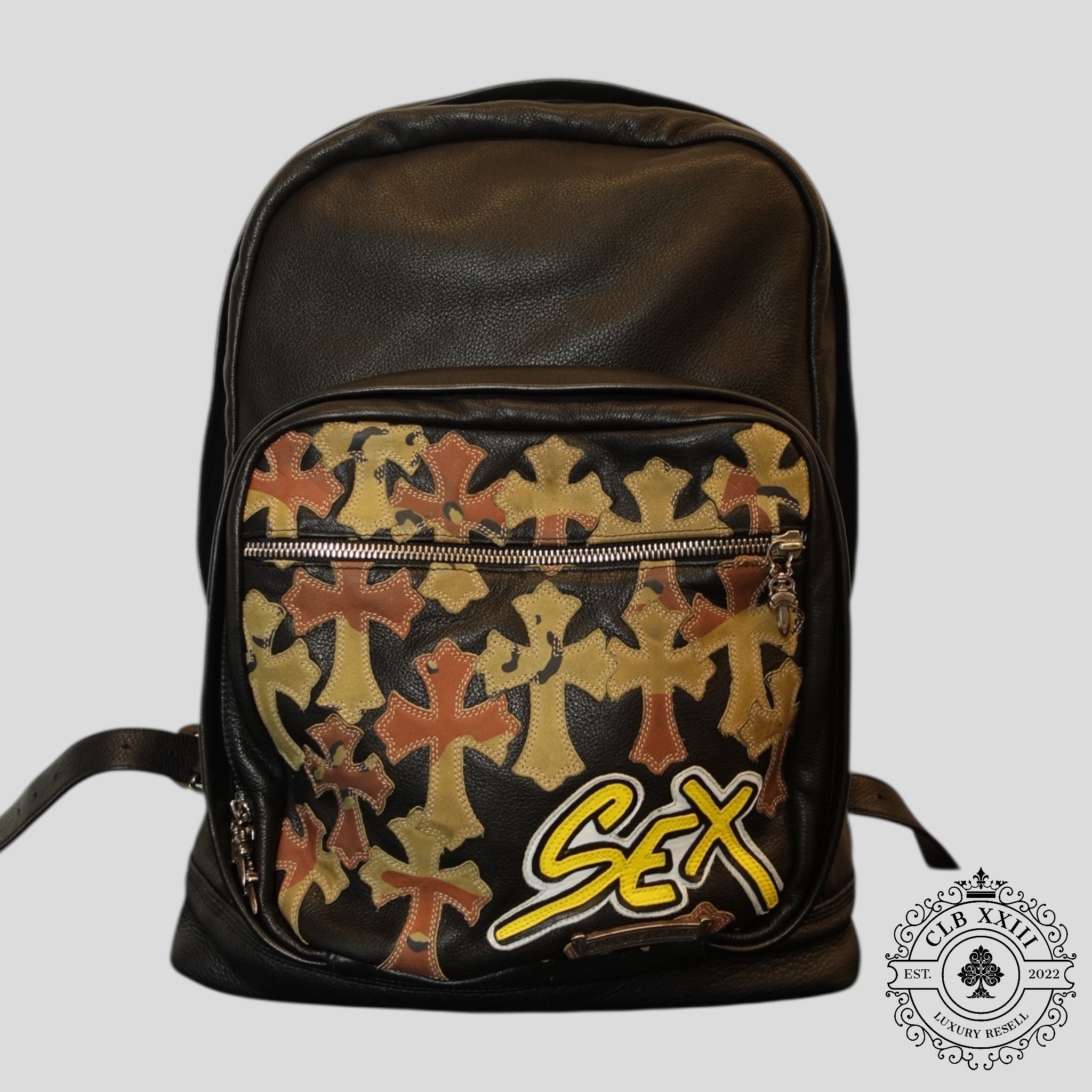 Chrome Hearts Sex Records Cross Patch Backpack in Black
