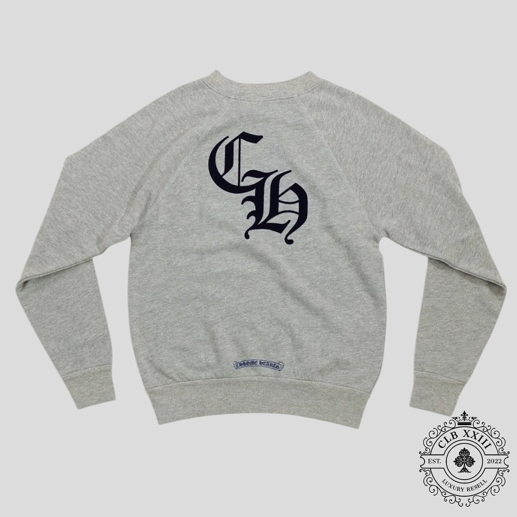 Chrome Hearts Women's Triple Cross CH Flocked Crewneck in Grey