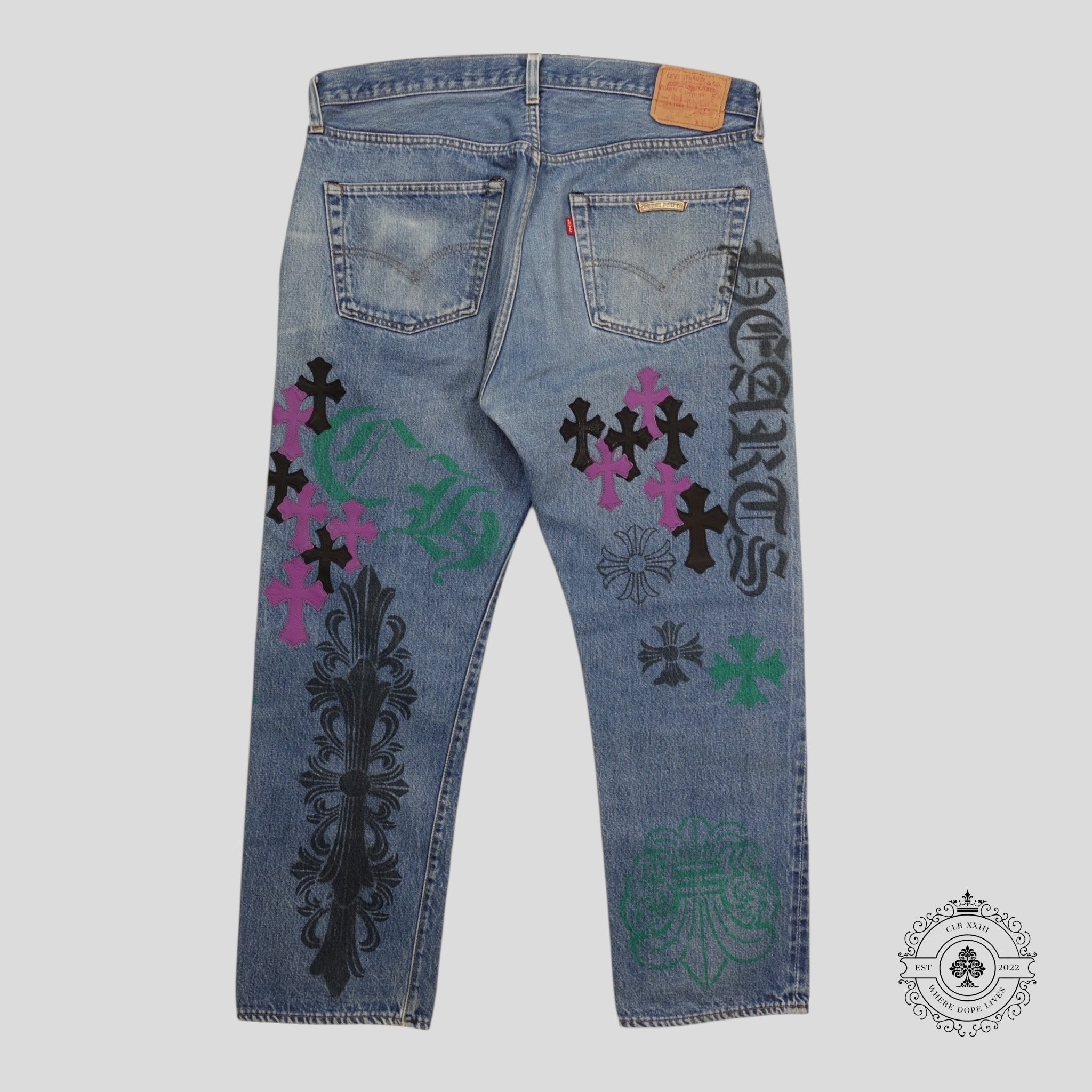 Chrome Hearts Stencil Cross Patch Jeans