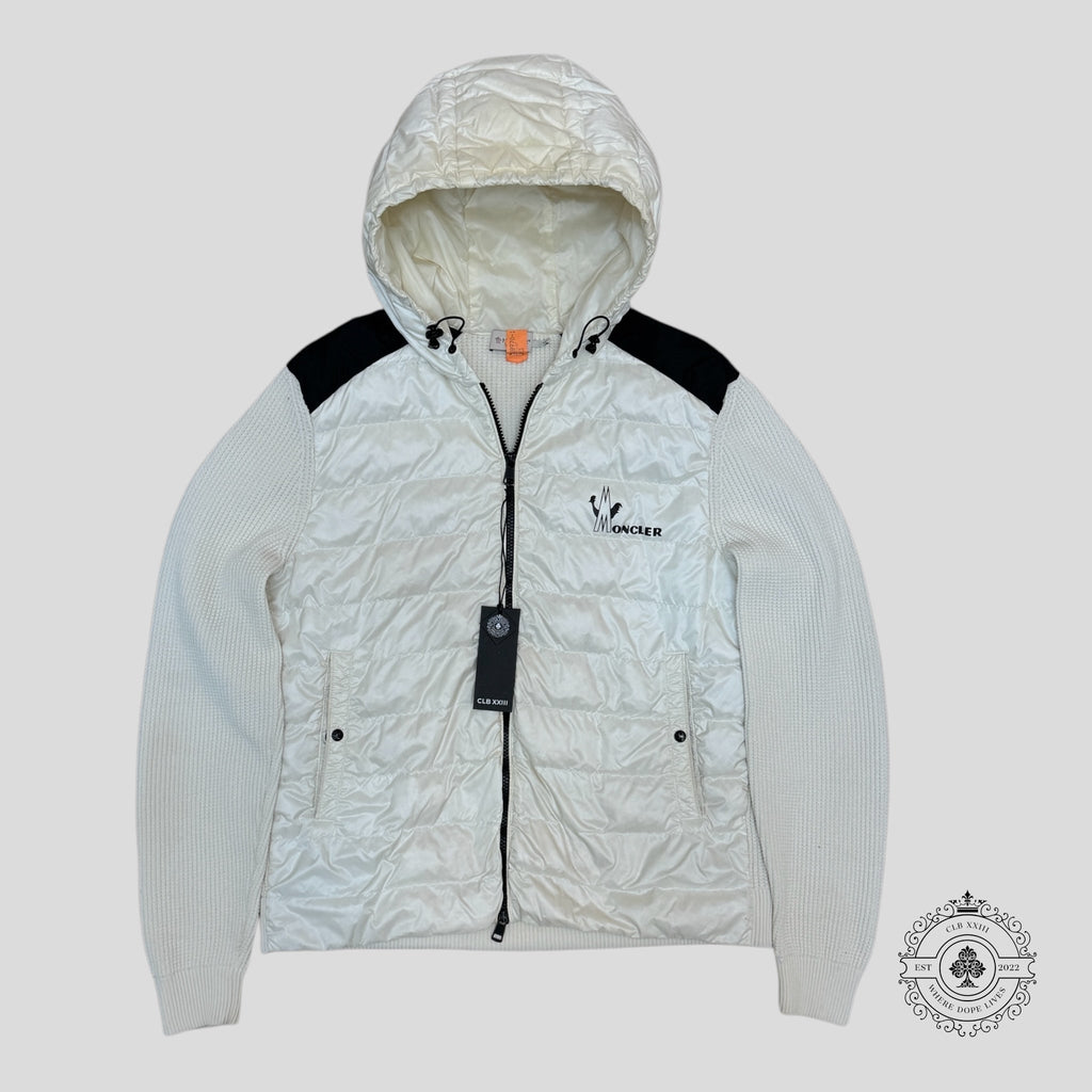 Moncler Padded Front Waffle Knit Jacket in Cream
