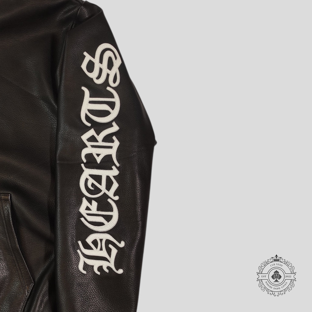 Chrome Hearts Leather Zip Up Hoodie in Black