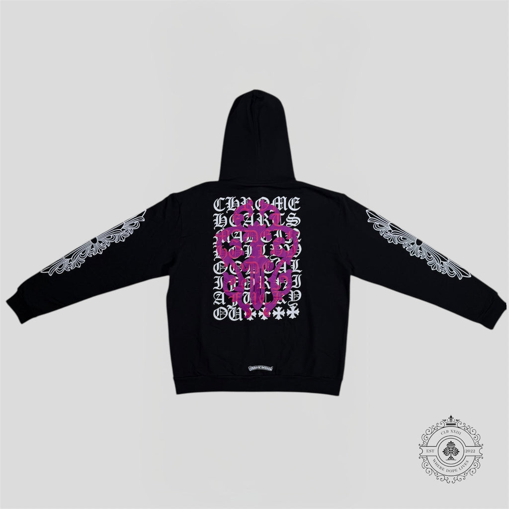Chrome Hearts Eye Chart Dagger Hoodie in Black/Pink