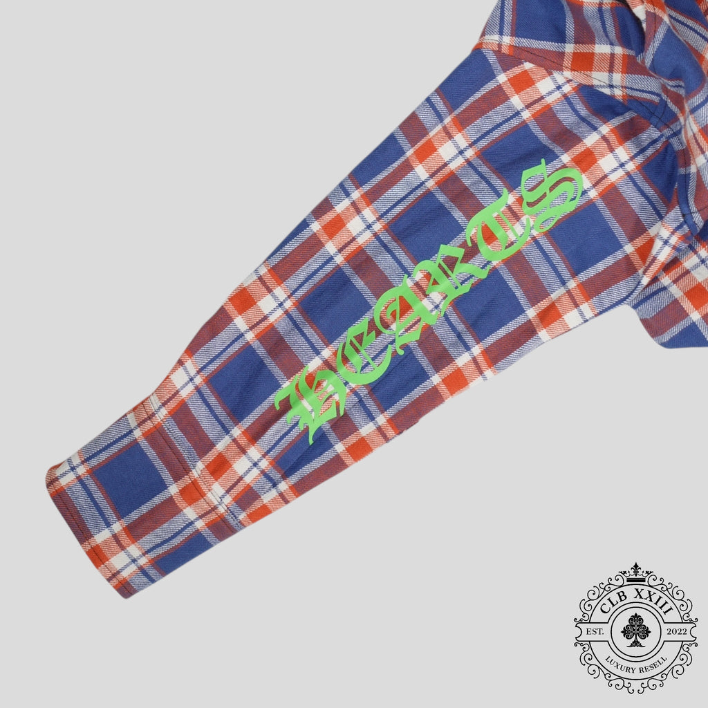 Chrome Heart Sleeve Logo Flannel Shirt in Blue/Red