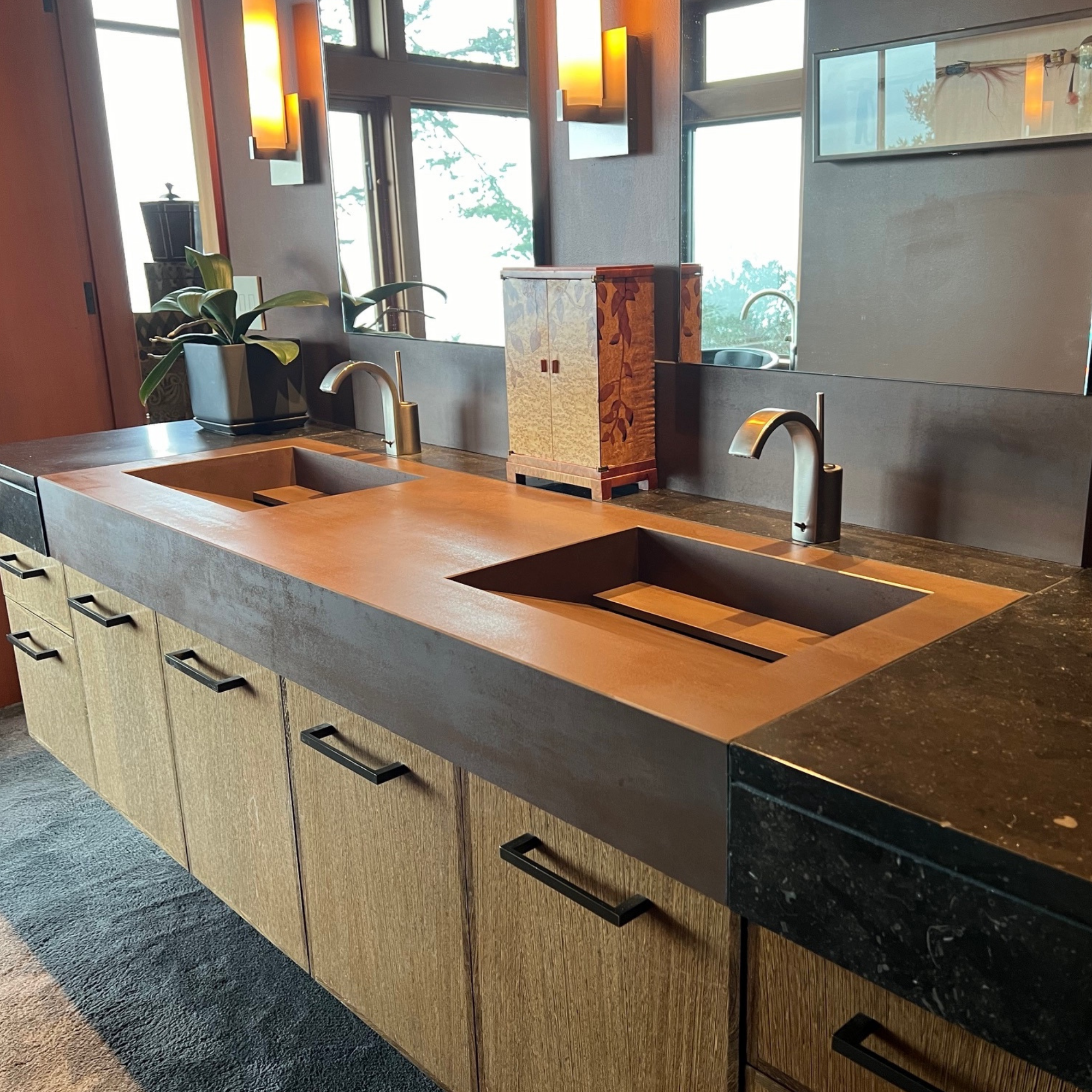 CUSTOM INFINITY – METAL CORTEN ENGINEERED PORCELAIN DOUBLE SINK (ES-083)