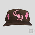 Chrome Hearts Leather Cross Patch Hat in Brown / Pink